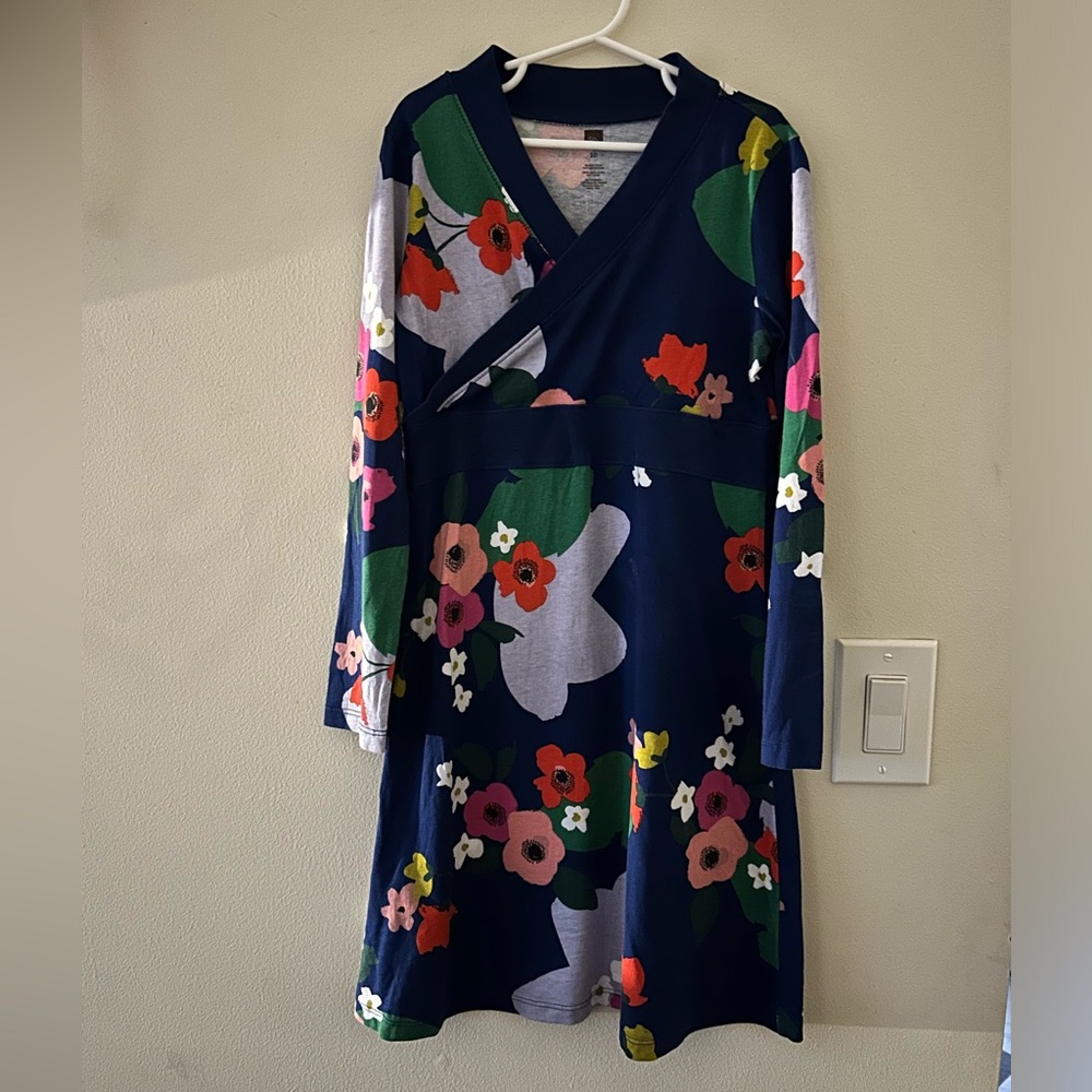 Tea Collection-{Size: 10}-Scottland Garden Wrap Neck Dresss in Blue Floral